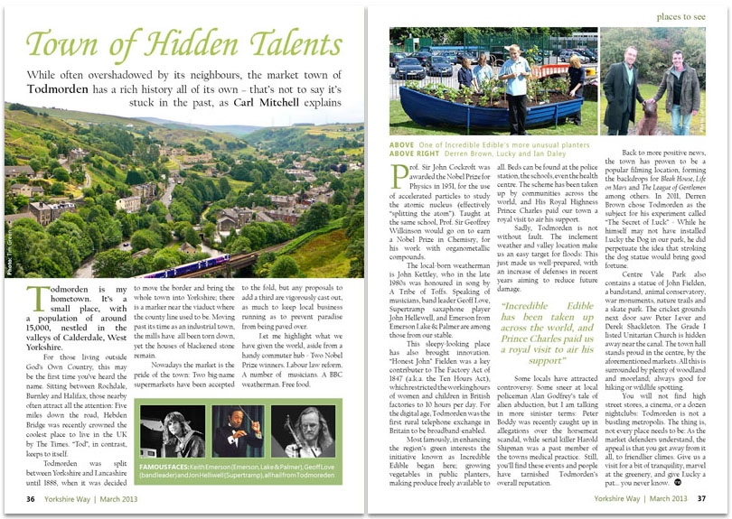 Todmorden Article, magazine spread