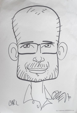 Caricature of Carl Mitchell by Kev F Sutherland